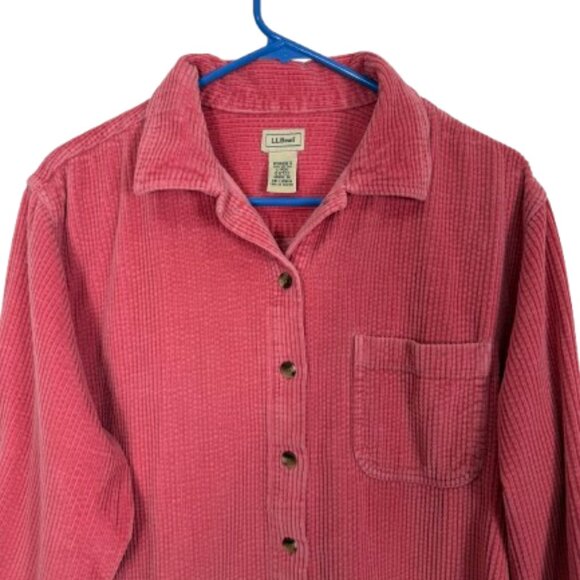 L.L. Bean Women’s Comfort Cotton Corduroy Relaxed Shirt Size L Pink - Picture 3 of 7